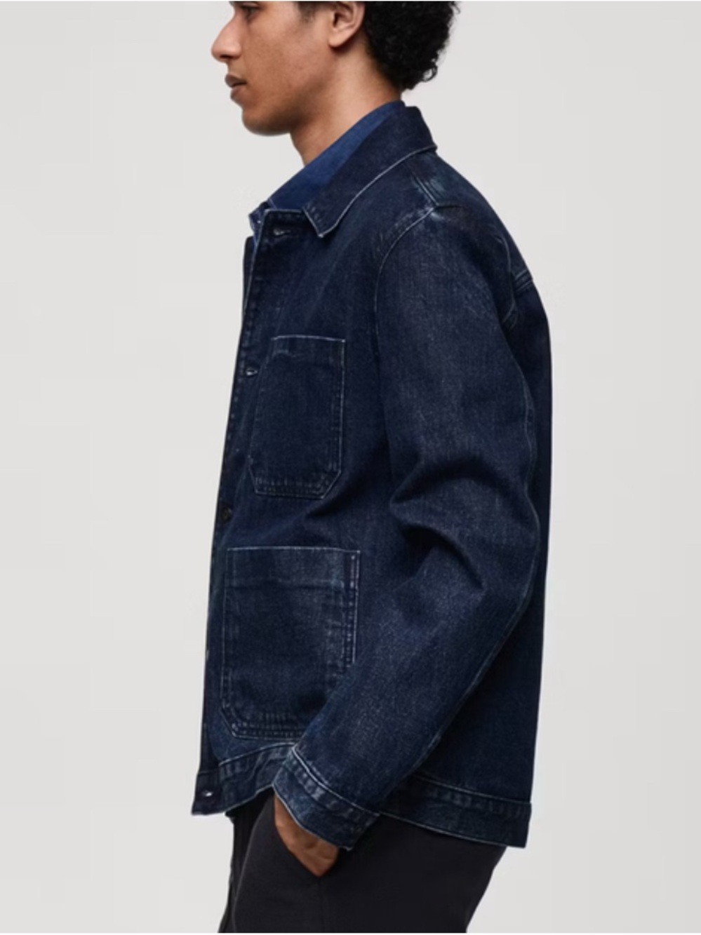 Mango Men's Dark Indigo Denim Chore Jacket - Picture 4 of 7